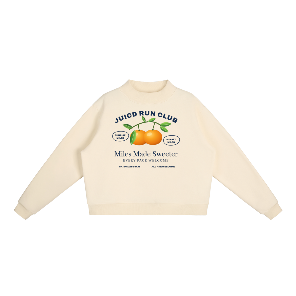 JUICD RUN CLUB: Fleece Mock-Neck Crew Sweatshirt