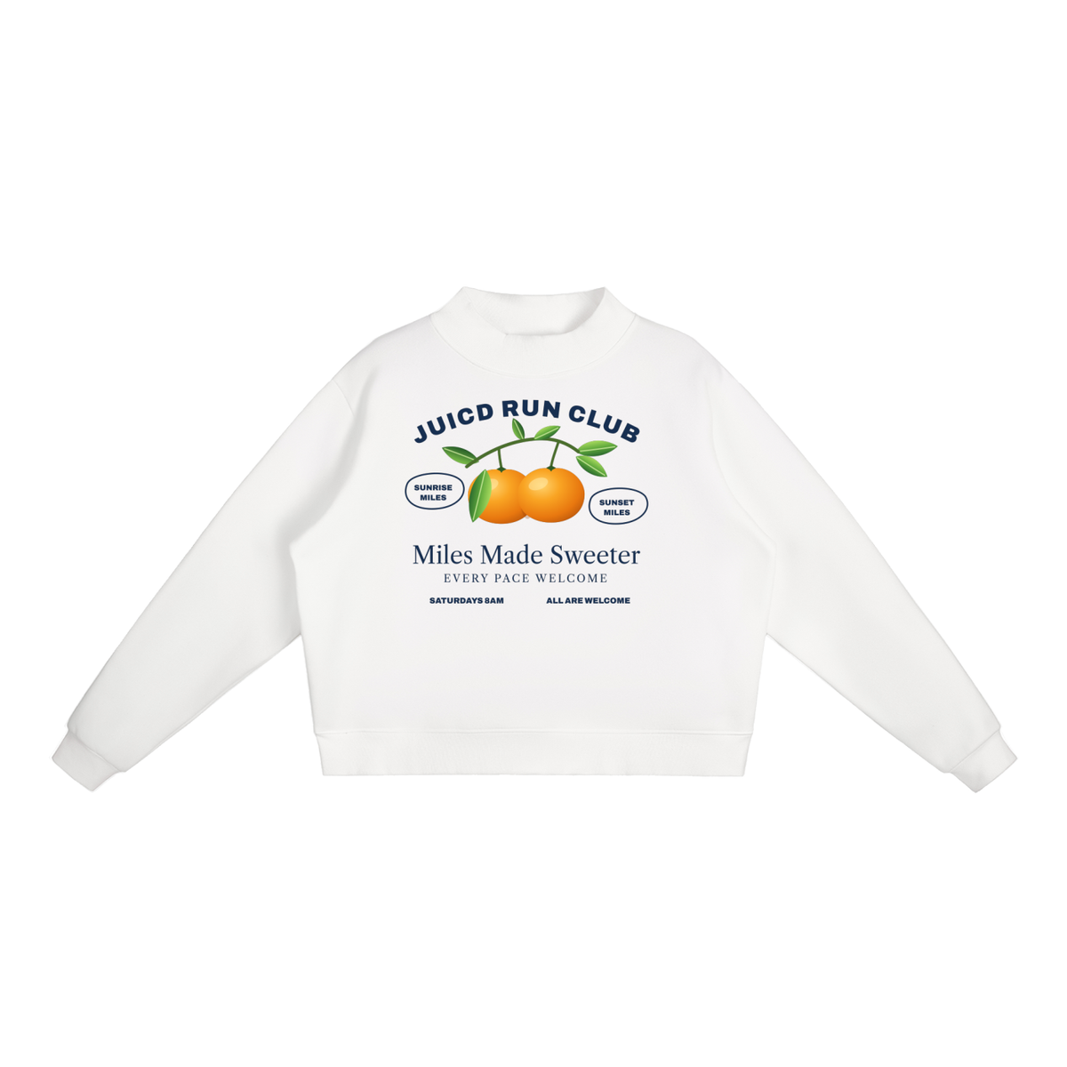 JUICD RUN CLUB: Fleece Mock-Neck Crew Sweatshirt