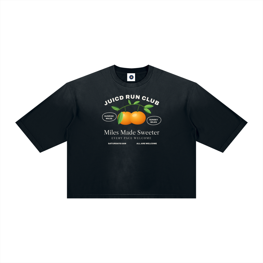 JUICD RUN CLUB: Unisex Vintage Wash Sunfade Boxy T-Shirt