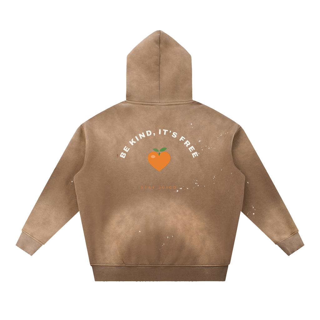 Be Kind, It's Free: Vintage Washed Frayed Fleece Hoodie