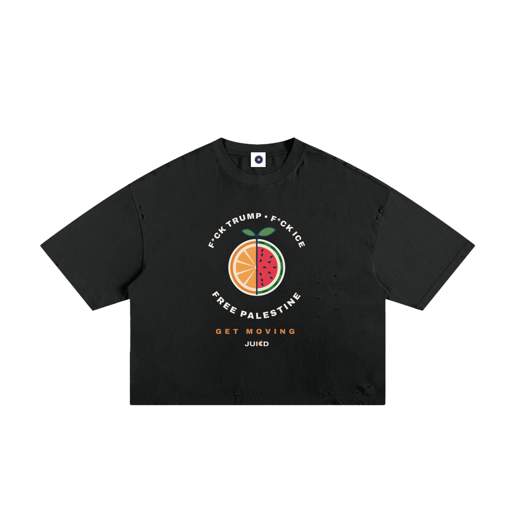 Free Palestine Frayed Boxy Tee