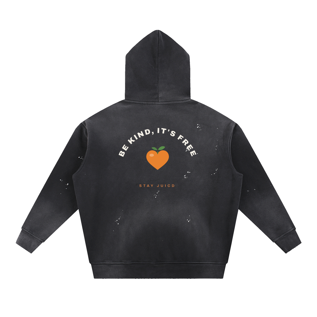 Be Kind, It's Free: Vintage Washed Frayed Fleece Hoodie