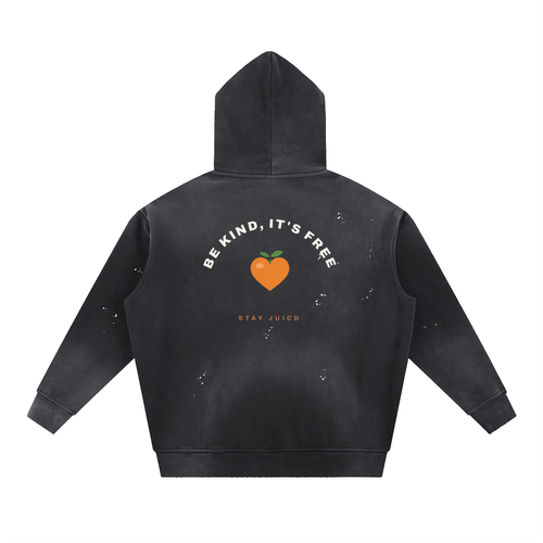 Be Kind, It's Free: Vintage Washed Frayed Fleece Hoodie