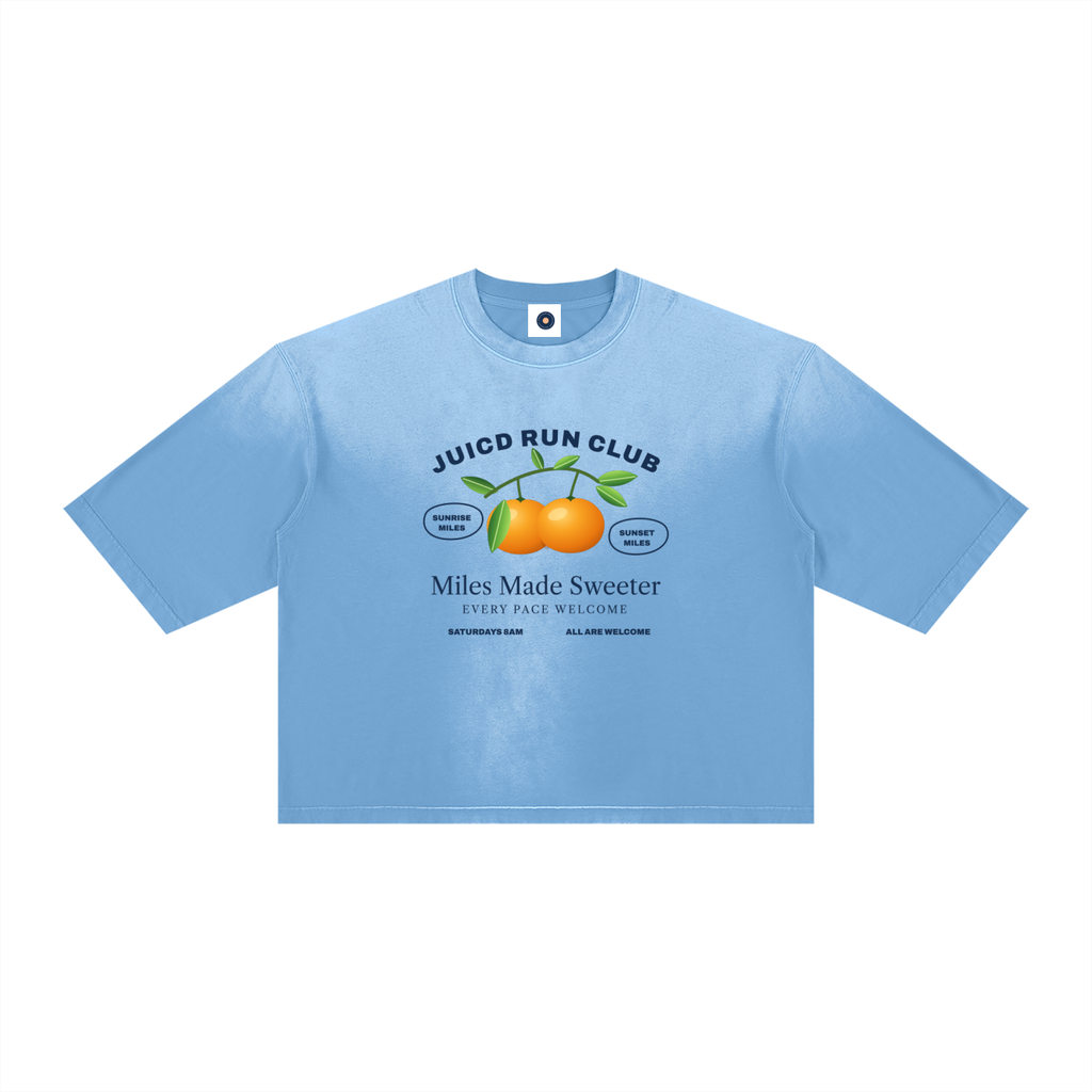 JUICD RUN CLUB LIGHT: Unisex Vintage Wash Sunfade Boxy T-Shirt