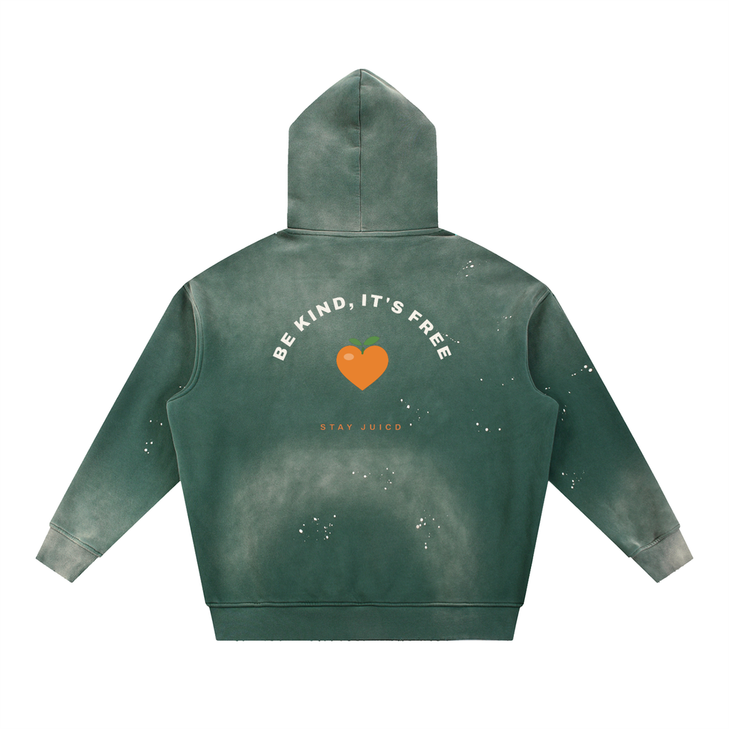 Be Kind, It's Free: Vintage Washed Frayed Fleece Hoodie